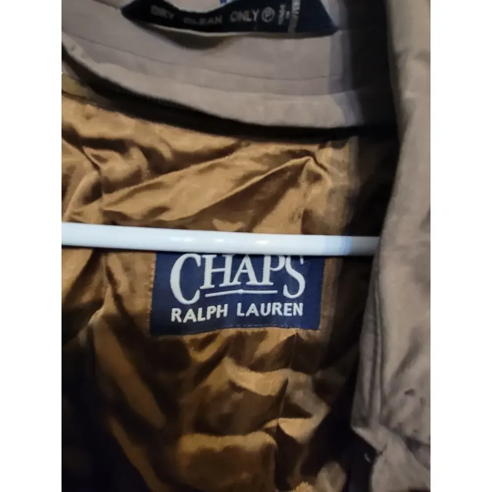 Vintage Chaps Ralph Lauren Trench Coat Jacket Men's Black Size 44 R